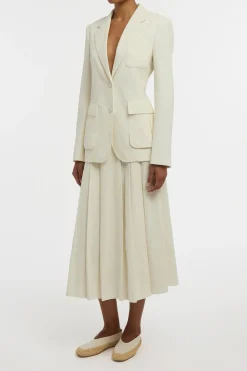 Louisa Blazer in Ivory Sea Island Cotton Corduroy