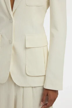 Louisa Blazer in Ivory Sea Island Cotton Corduroy