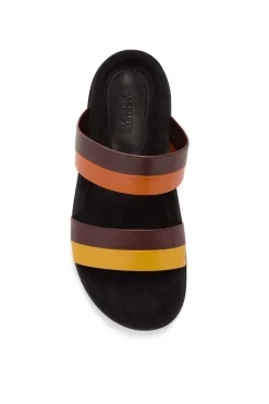 Low Striker Flat Sandal in Burnt Sienna Multi Leather