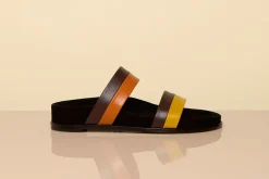 Low Striker Flat Sandal in Burnt Sienna Multi Leather