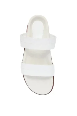 Low Striker Flat Sandal in Ivory Snakeskin & Nappa Leather