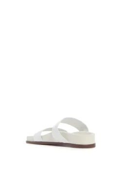Low Striker Flat Sandal in Ivory Snakeskin & Nappa Leather