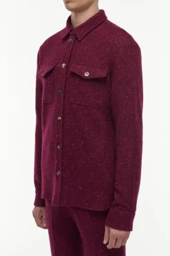 Lucas Overshirt in Bordeaux Speckled Cashmere