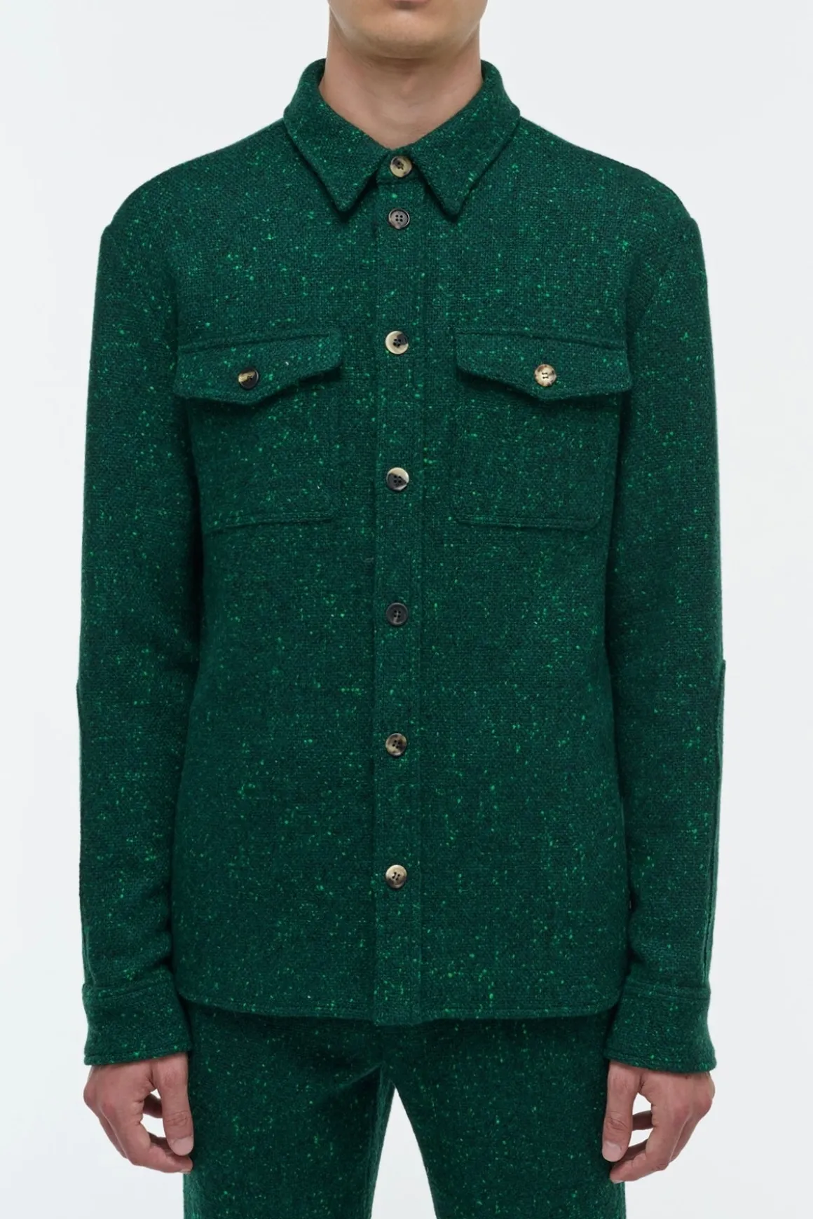 Lucas Overshirt in English Green Speckled Cashmere