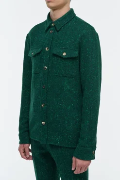 Lucas Overshirt in English Green Speckled Cashmere