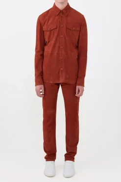 Lucas Overshirt in Rust Suede