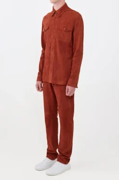 Lucas Overshirt in Rust Suede