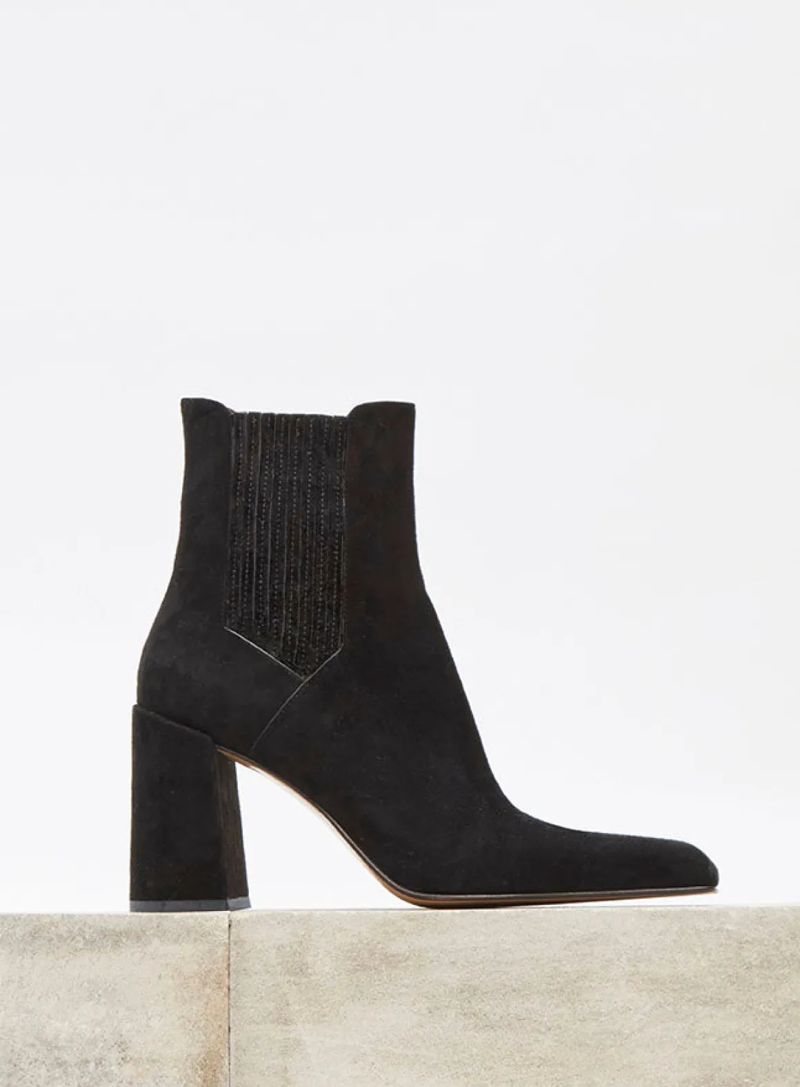Luke High Heel Ankle Boot in Black Suede