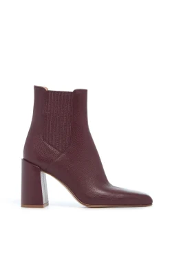 Luke High Heel Ankle Boot in Bordeaux Textured Leather