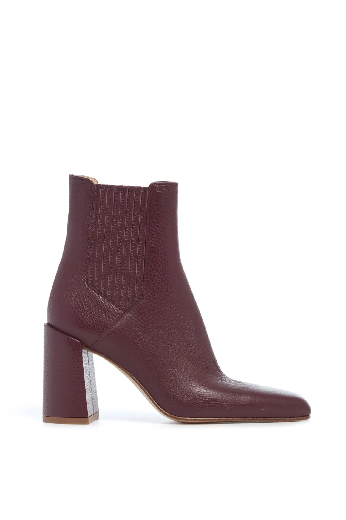 Luke High Heel Ankle Boot in Bordeaux Textured Leather