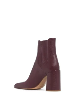 Luke High Heel Ankle Boot in Bordeaux Textured Leather