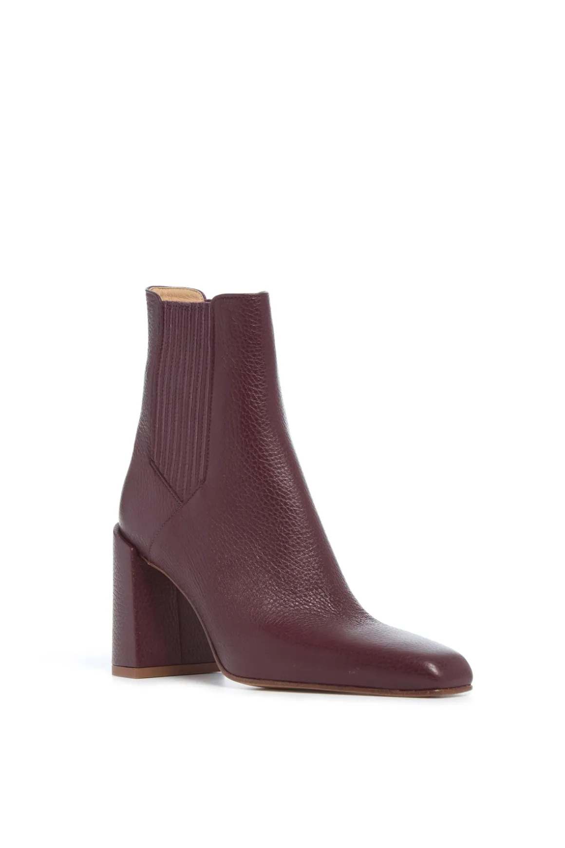 Luke High Heel Ankle Boot in Bordeaux Textured Leather