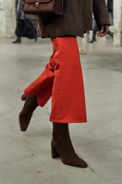 Luke High Heel Ankle Boot in Chocolate Suede