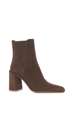 Luke High Heel Ankle Boot in Chocolate Suede