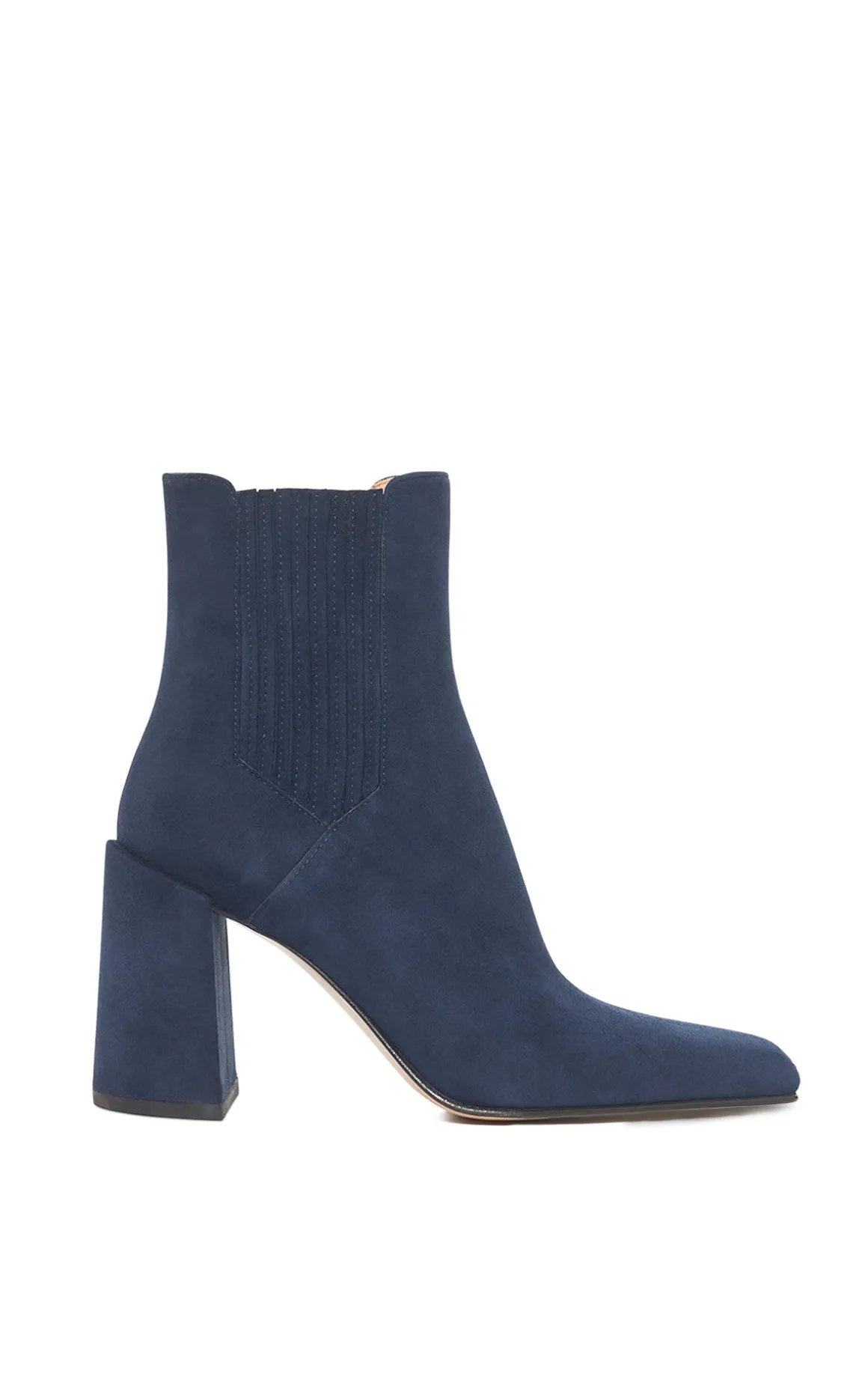Luke High Heel Ankle Boot in Navy Suede