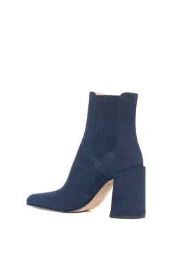 Luke High Heel Ankle Boot in Navy Suede