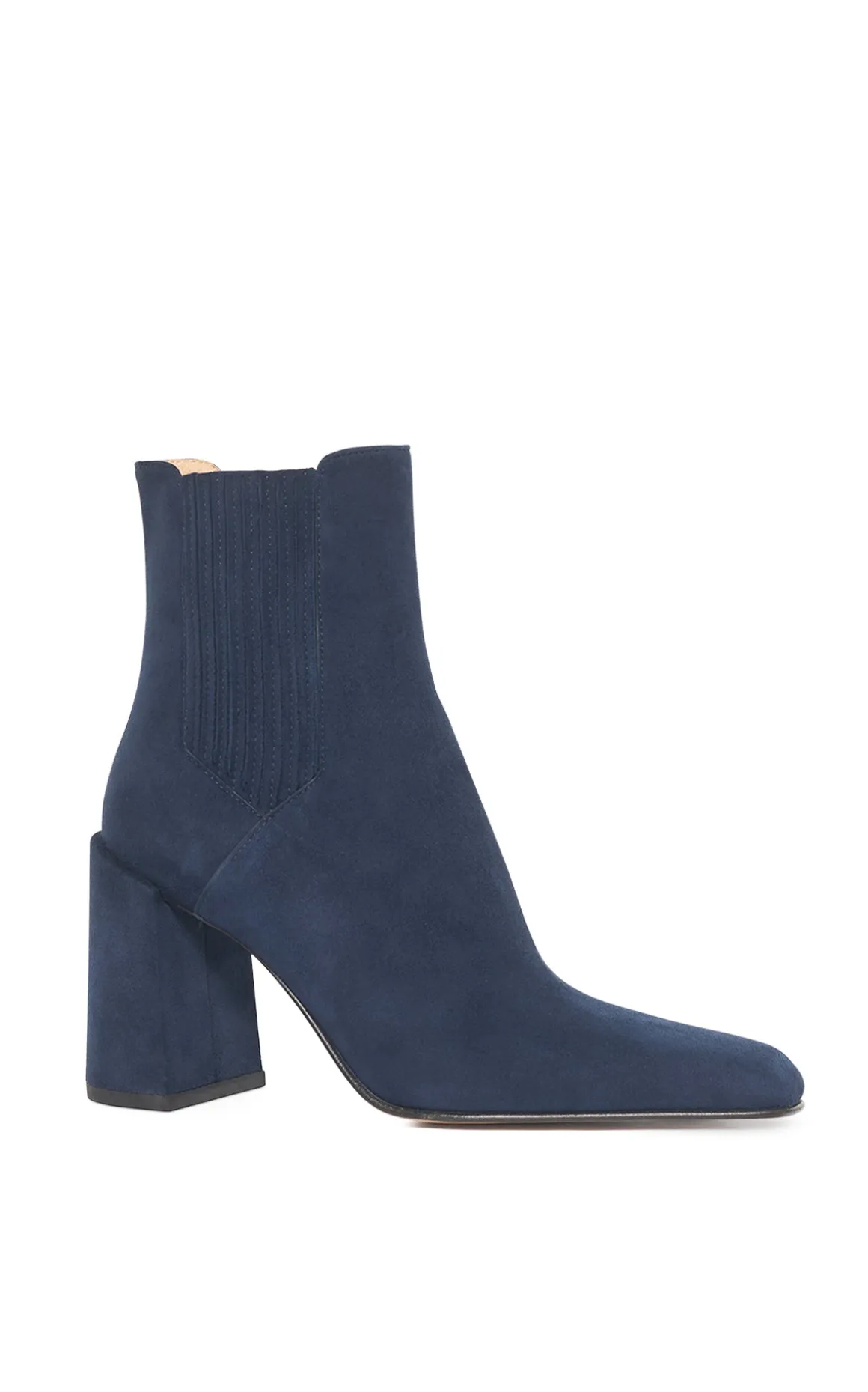 Luke High Heel Ankle Boot in Navy Suede