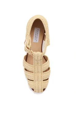 Lyle Block Heel Pump Sandal in Natural Raffia