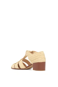 Lyle Block Heel Pump Sandal in Natural Raffia