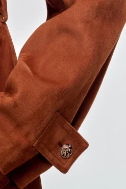 Lyra Trench Coat in Cognac Suede