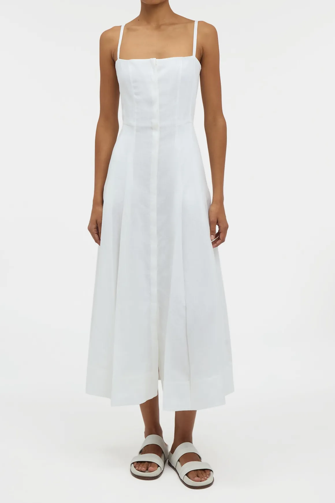 Magritte Dress in White Aloe Linen