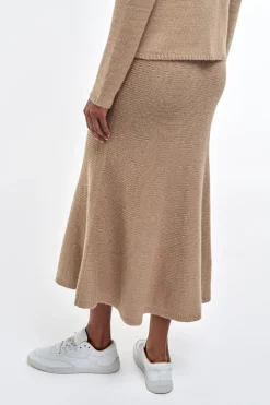 Manni Knit Maxi Skirt in Camel Cashmere