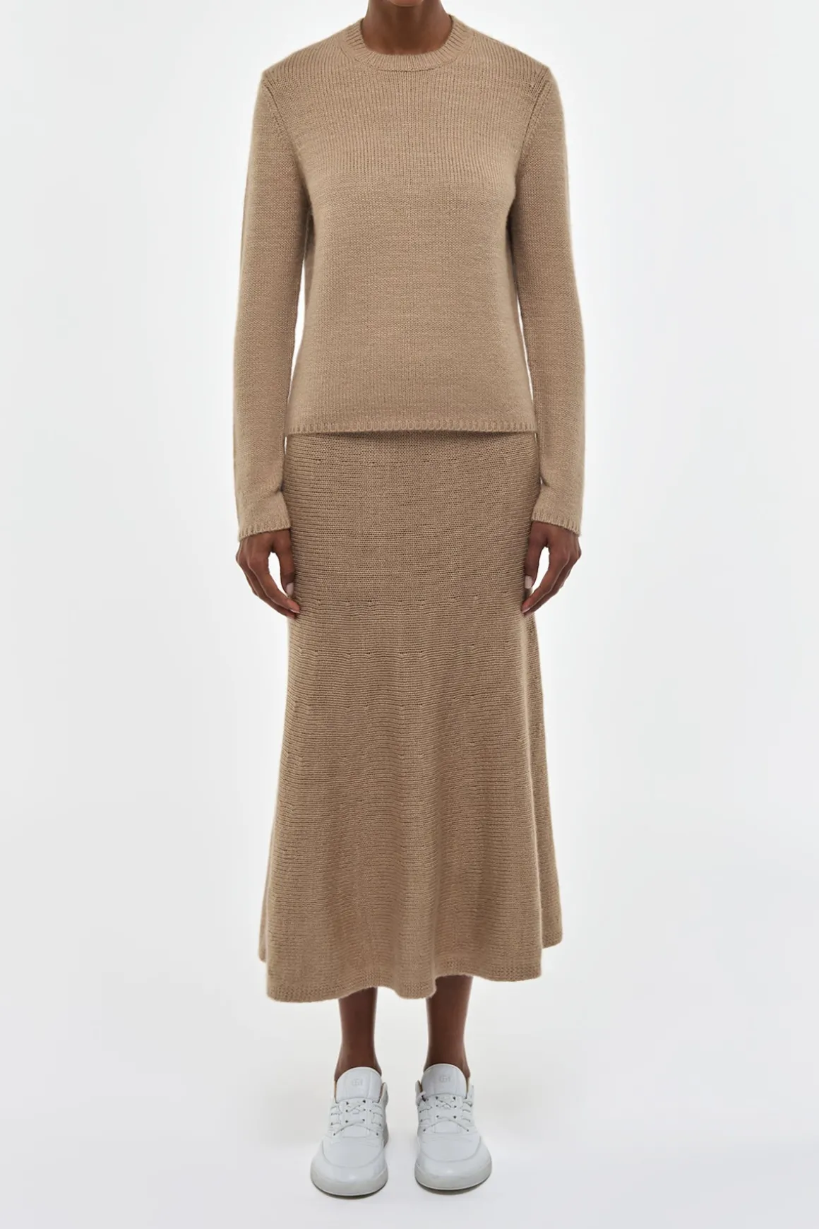 Manni Knit Maxi Skirt in Camel Cashmere