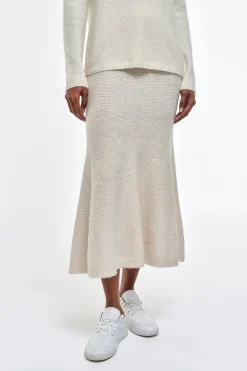 Manni Knit Maxi Skirt in Ivory Cashmere