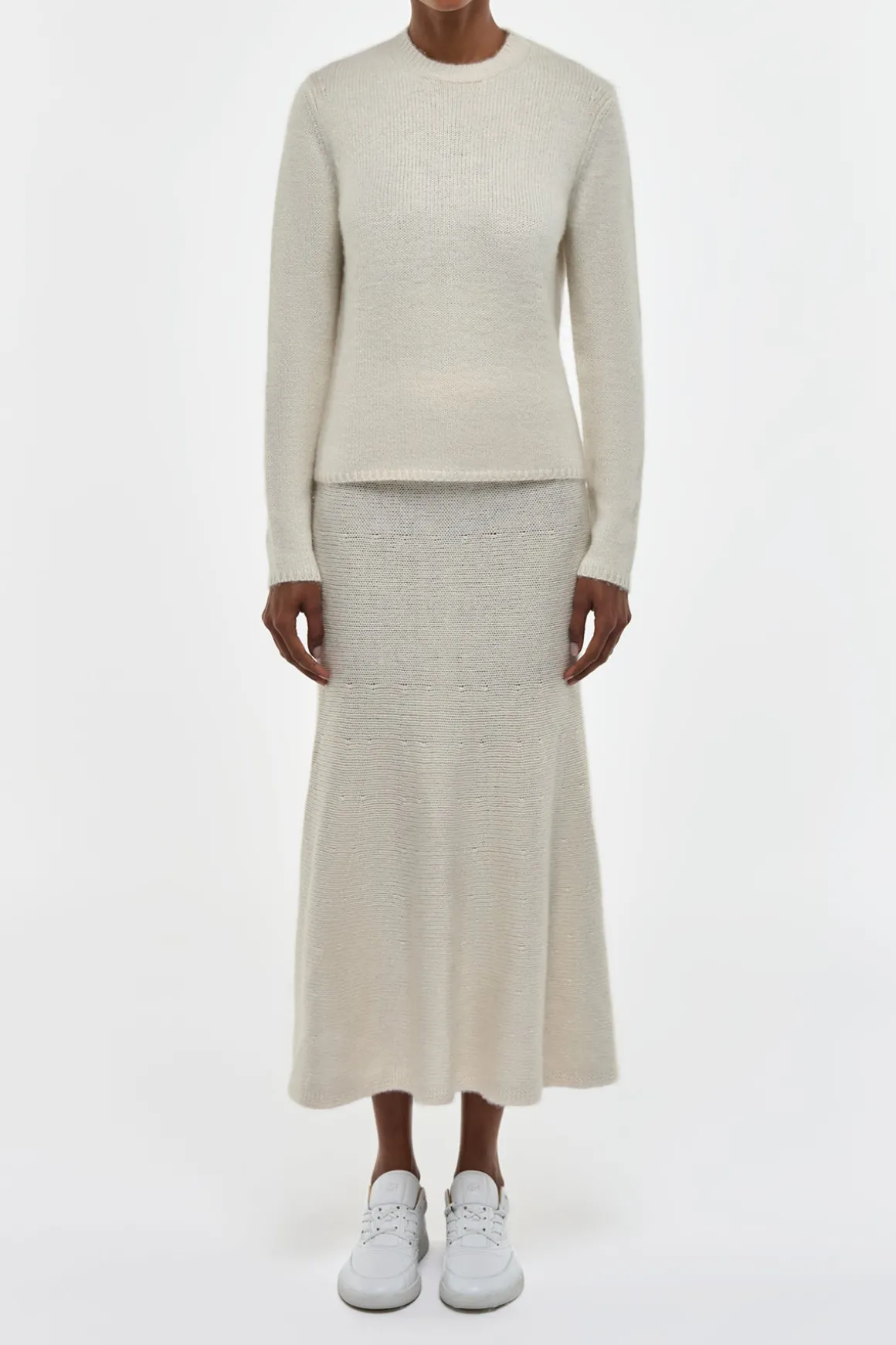 Manni Knit Maxi Skirt in Ivory Cashmere