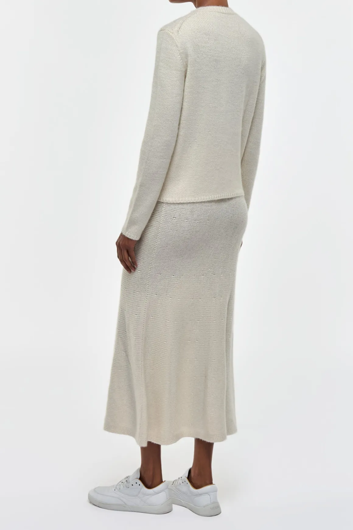 Manni Knit Maxi Skirt in Ivory Cashmere