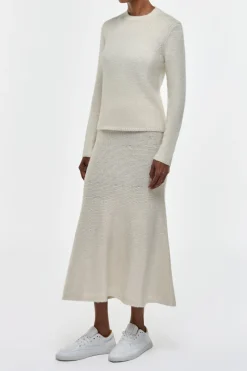 Manni Knit Maxi Skirt in Ivory Cashmere