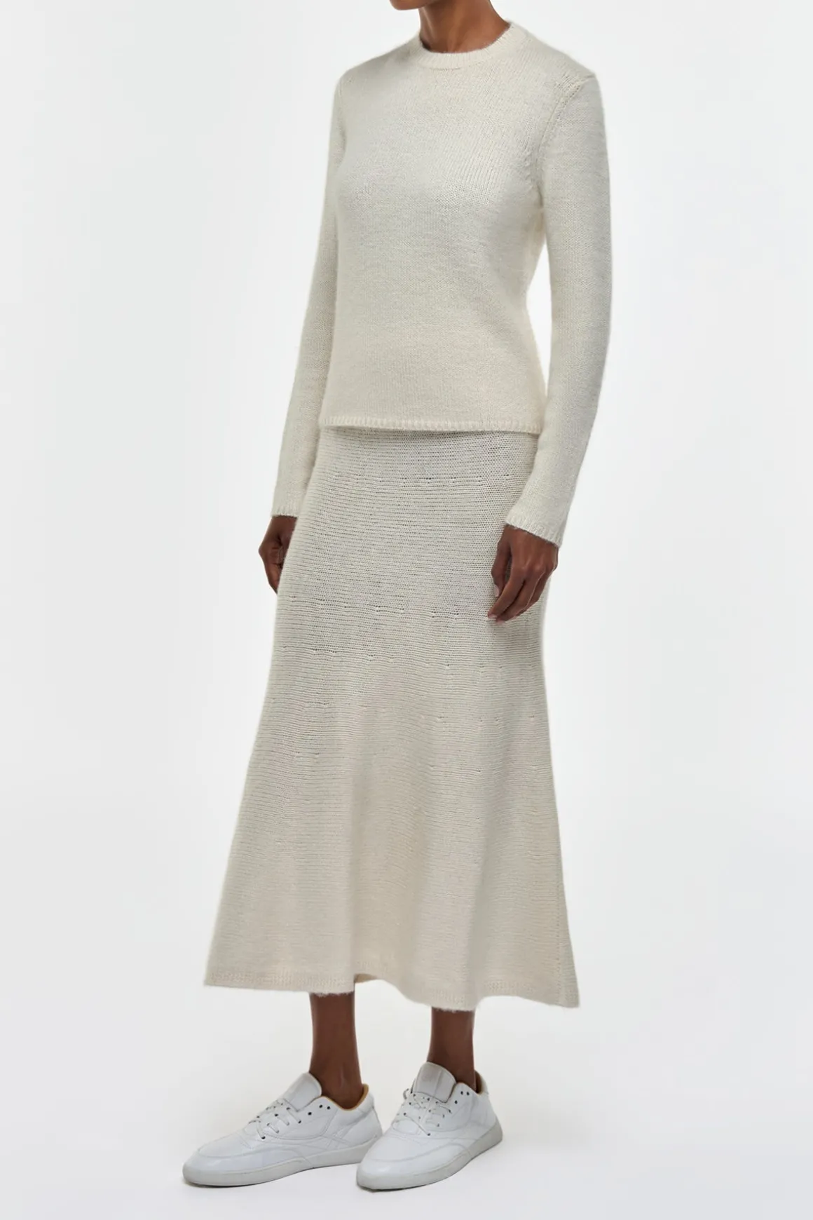 Manni Knit Maxi Skirt in Ivory Cashmere