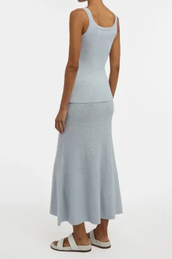Manni Knit Maxi Skirt in Light Blue Cashmere