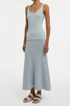 Manni Knit Maxi Skirt in Light Blue Cashmere