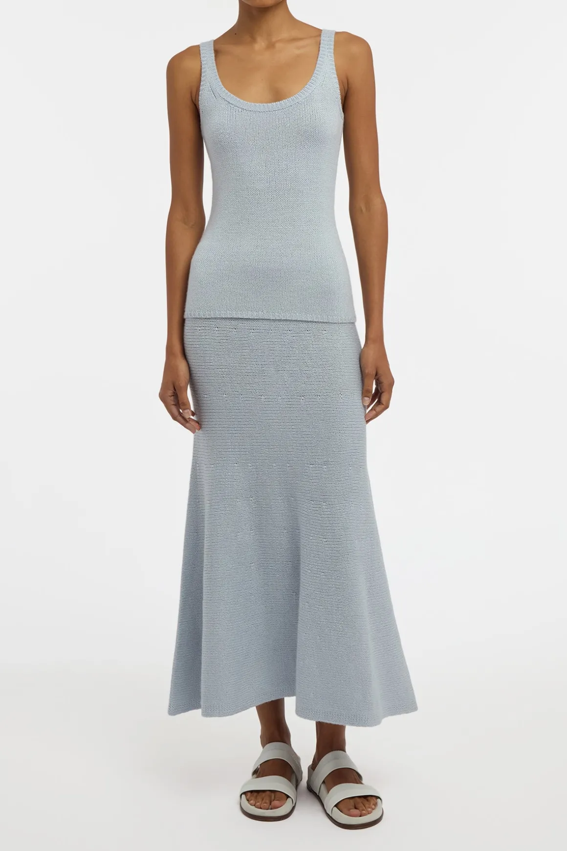 Manni Knit Maxi Skirt in Light Blue Cashmere