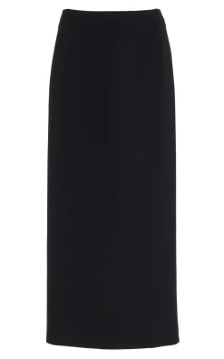 Manuela Midi Skirt in Black Virgin Wool Crepe
