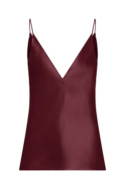 Maria Top in Bordeaux Silk Satin