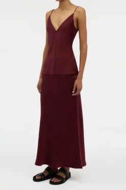Maria Top in Bordeaux Silk Satin