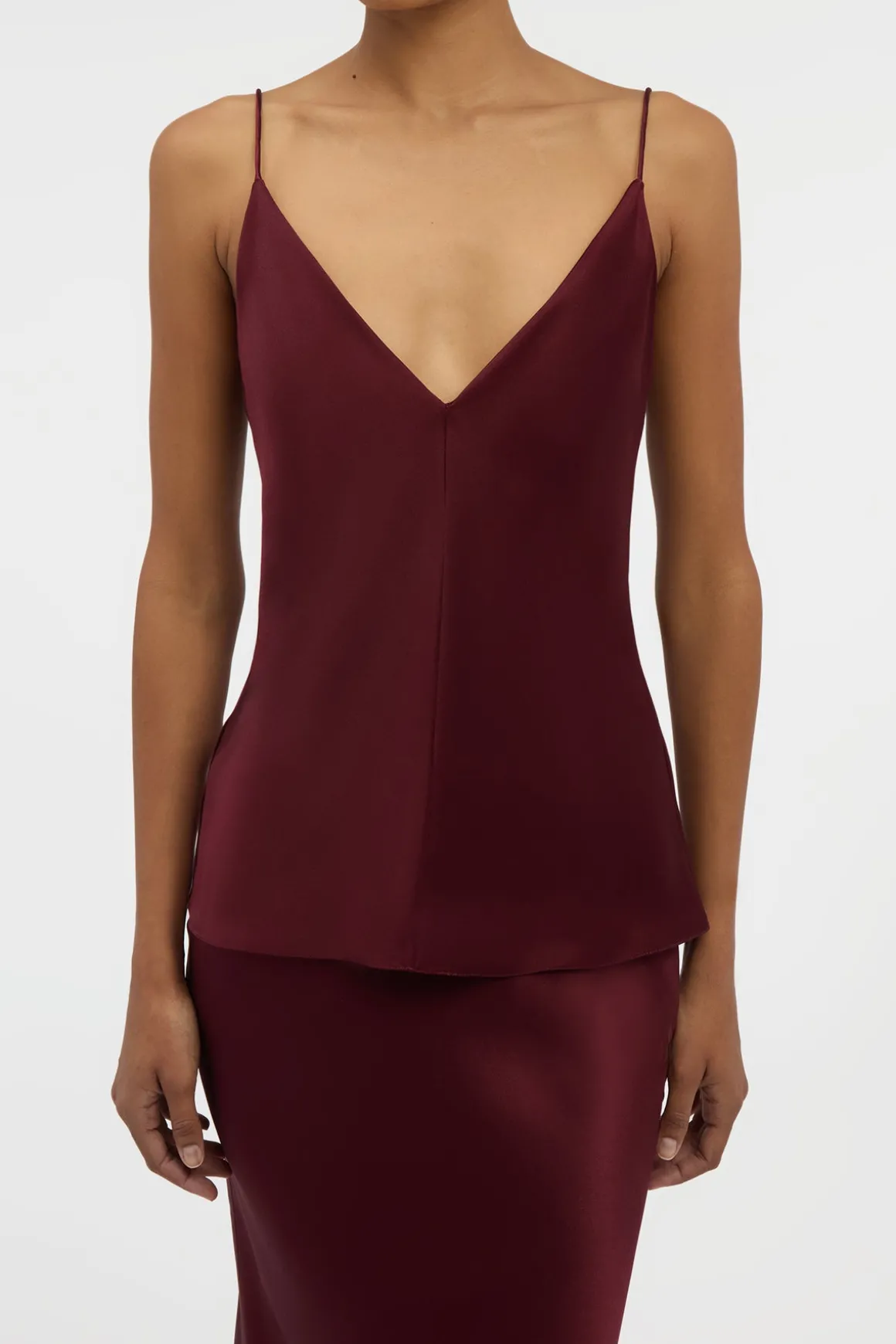 Maria Top in Bordeaux Silk Satin