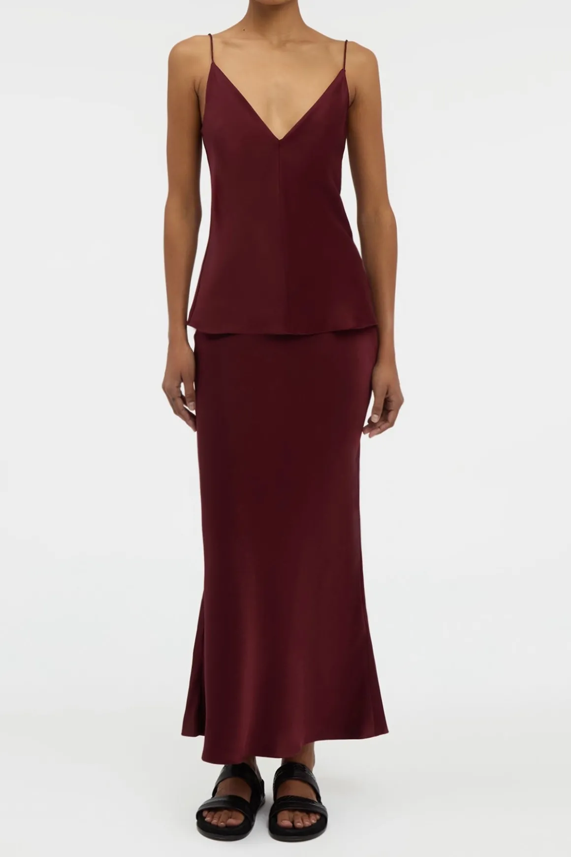 Maria Top in Bordeaux Silk Satin
