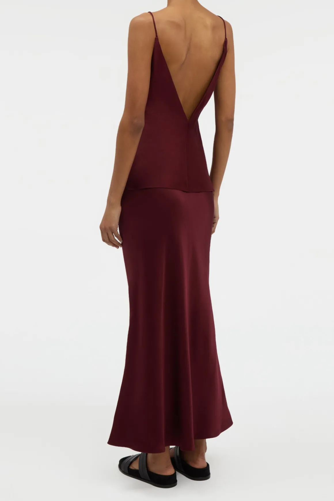 Maria Top in Bordeaux Silk Satin