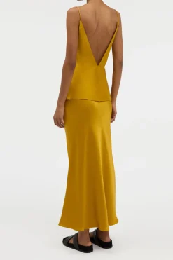 Maria Top in Golden Birch Silk Satin