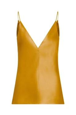 Maria Top in Golden Birch Silk Satin