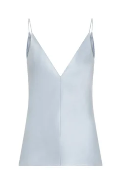 Maria Top in Light Blue Silk Satin