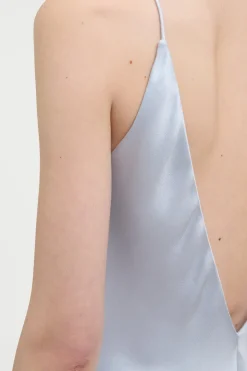 Maria Top in Light Blue Silk Satin