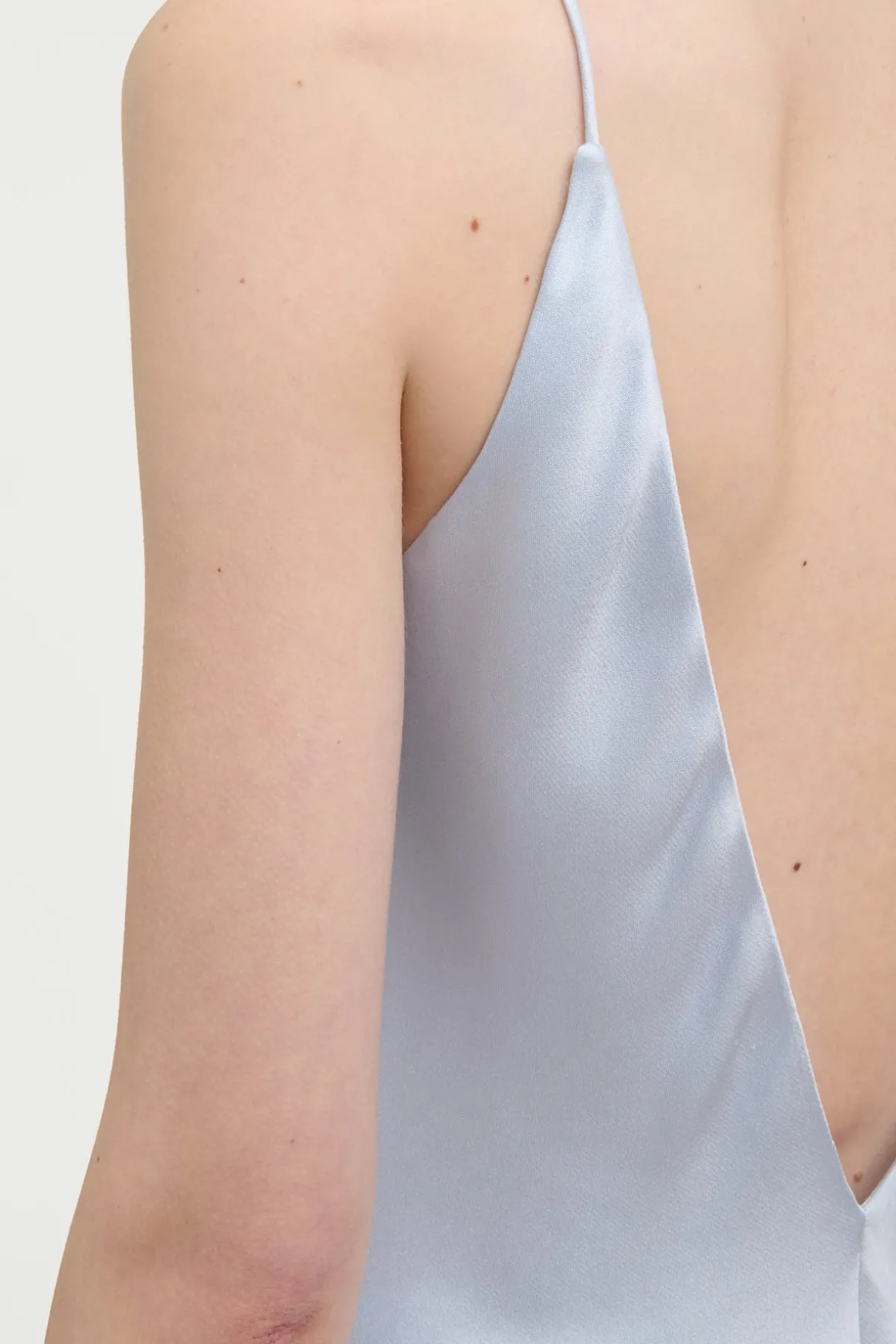 Maria Top in Light Blue Silk Satin