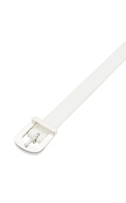 Marija Buckle Belt in Ivory Leather