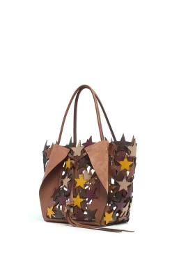 Marija Patchwork Stars Tote Bag in Multi Nappa Leather