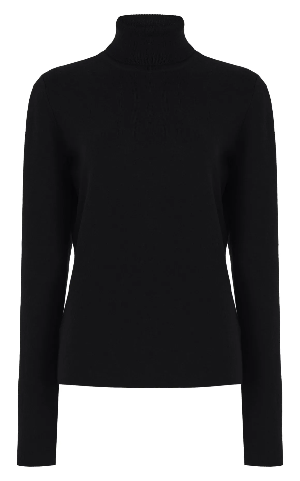 May Knit Turtleneck in Black Merino Wool Cashmere