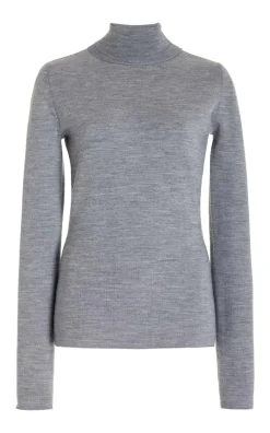 May Knit Turtleneck in Heather Grey Merino Wool Cashmere